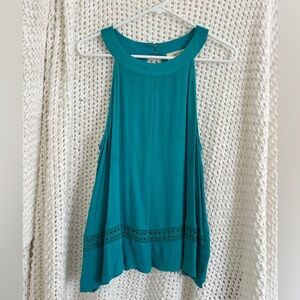 T2 Love Teal Crochet-Trim Tank Top